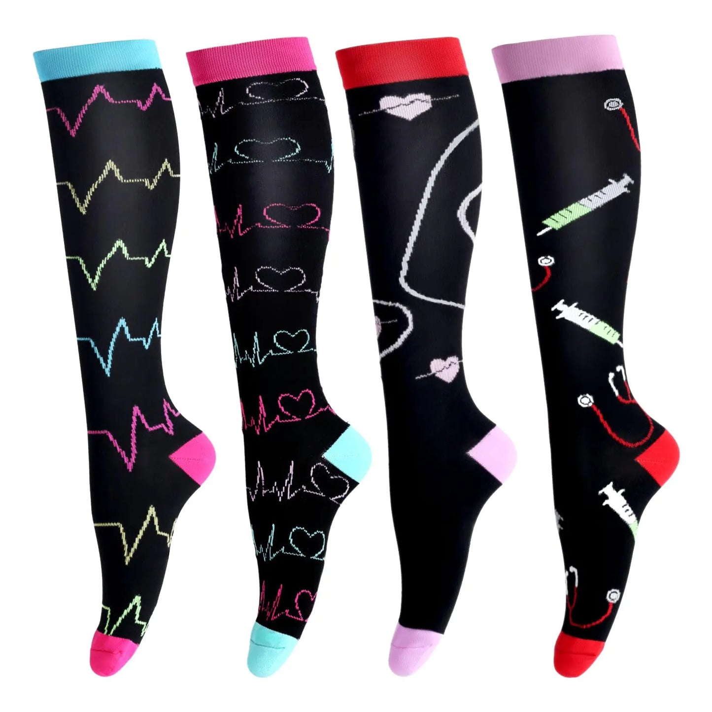 LEOSTEP Compression Socks for Women &amp; Men Circulation Long Stockings Support for Nurses Pregnant Hiking Riding Running